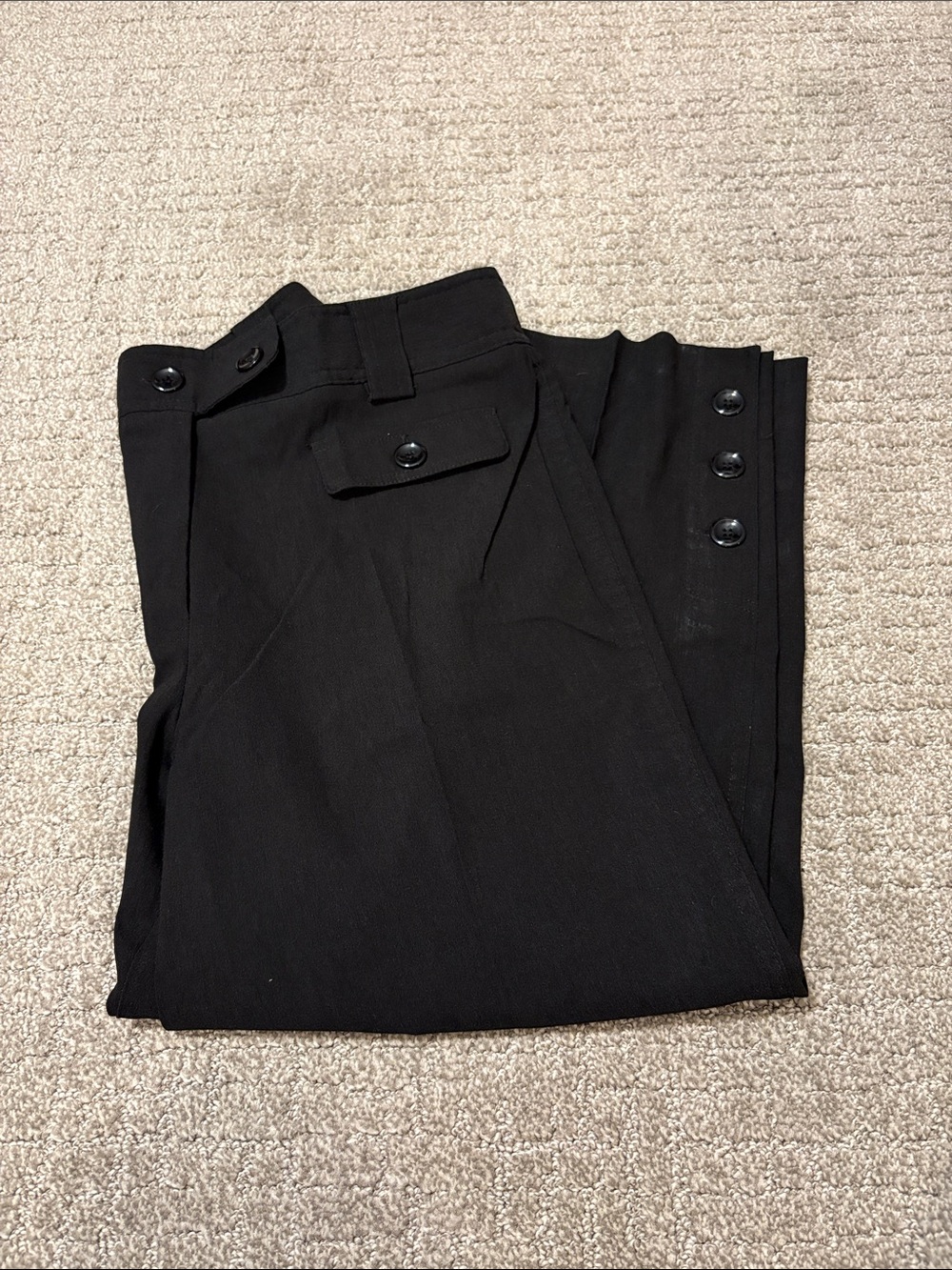 dressbarn Black Women’s Dress Cropped Ankle Pants with Button Accents